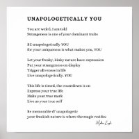 Unapologely You Be self poem poster wall