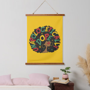 Unapologetisch zwarte dop Afro Hangend Wandkleed