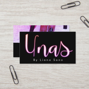 Unas Glow Script Salon Pink Nail Artist Visitekaartje
