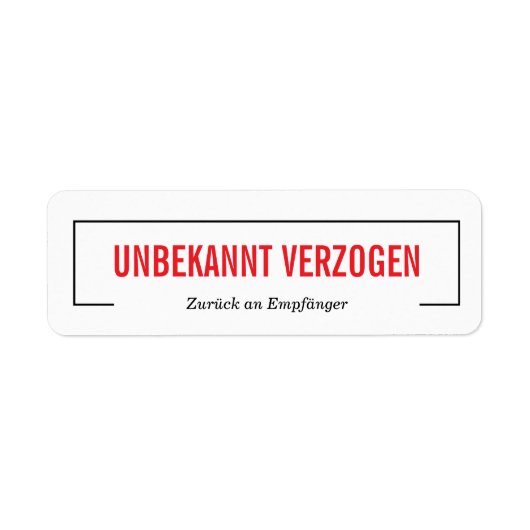 Unbekannt verzogen etiket (Voorkant)