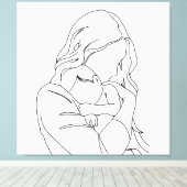 Unbreakable Bond - Moeder en kind Line Art Canvas Afdruk (Insitu (Houten vloer))