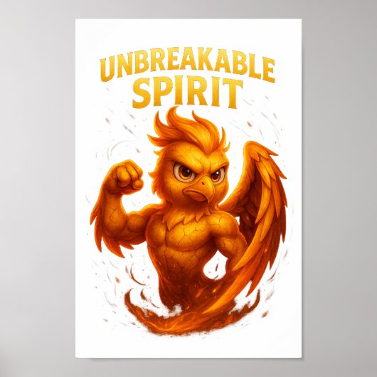 Unbreakable Spirit – Fiery Phoenix Cartoon PRINT! Poster (Voorkant)