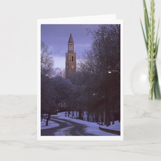 UNC klokkentoren in de winter 1 Kaart (Voorkant)
