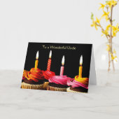 Uncle Birthday with Candles and Cupcakes Kaart (Gele Bloem)