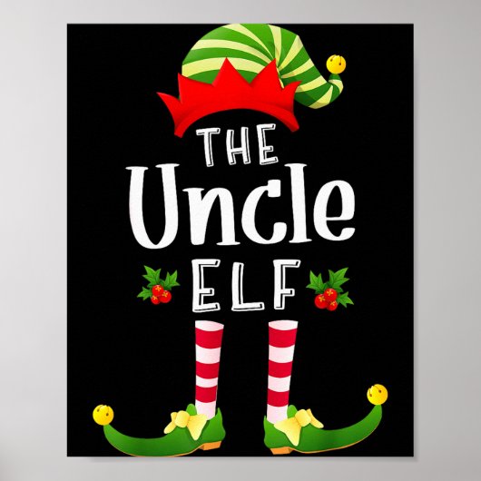 Uncle Christmas Elf Matching Pajama X-mas Party Poster (Voorkant)