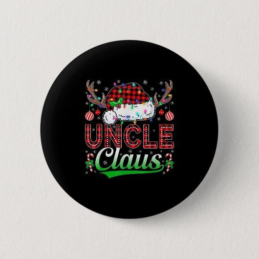 Uncle Claus Christmas Lights Matching Family Xmas Ronde Button 5,7 Cm (Voorkant)
