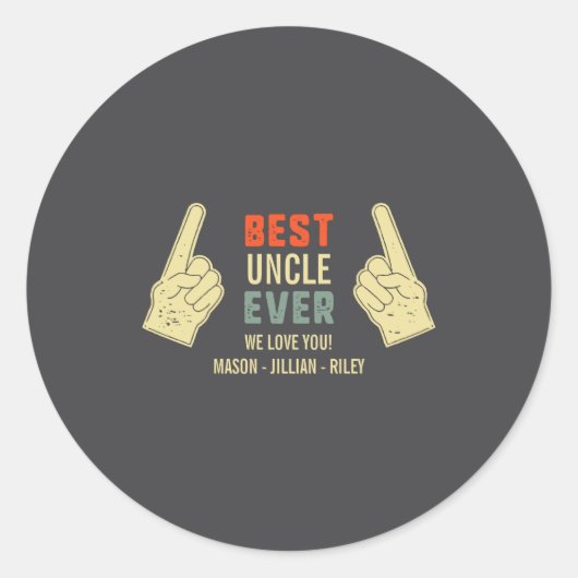 Uncle Ever Inting Finger Niece Nephew Names  Ronde Sticker (Voorkant)