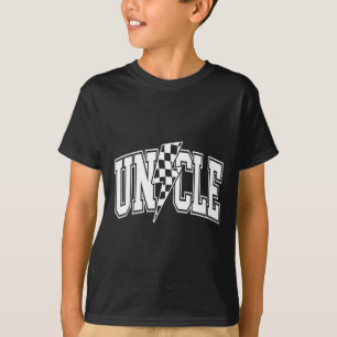 Uncle Lightning Bolt Geruite Varsity Dad Oom F T-shirt