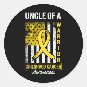 Uncle Of A Warrior Childhood Kanker Bewustzijn Gou Ronde Sticker