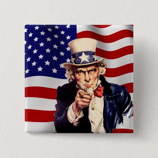 Uncle Sam 1 Vierkante Button 5,1 Cm (Voorkant)