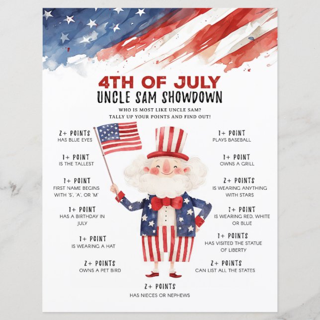 Uncle Sam 4 van juli Party Game (Voorkant)