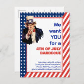 Uncle Sam 4TH OF JULI BBQ BARBECUE uitnodiging (Voorkant / Achterkant)