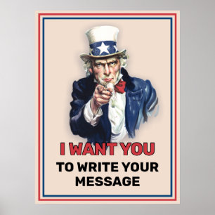 Uncle Sam Aangepaste Tekst werven Poster