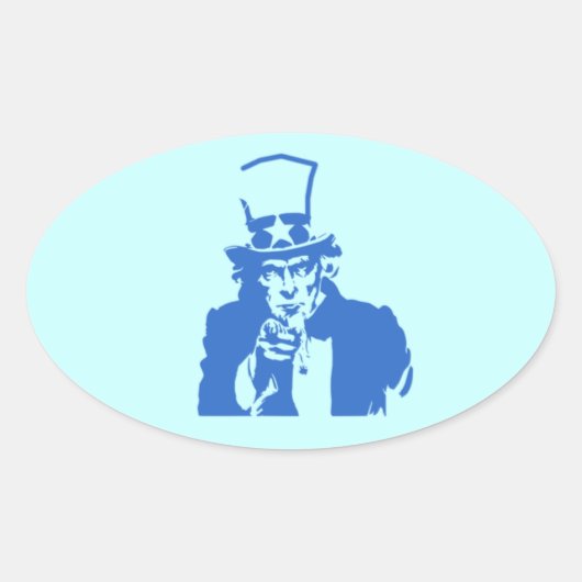 Uncle Sam (Blauw) op Sticker (Voorkant)