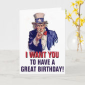 Uncle Sam Custom Birthday Greeting Card Kaart (Gele Bloem)