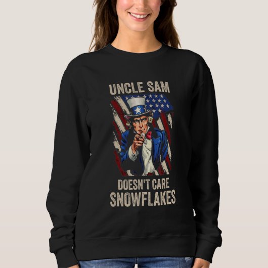Uncle Sam Doesn't Care Snowflakes American Flag_10 Trui (Voorkant)