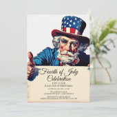 Uncle Sam en Simple Vierde van juli viering Kaart (Staand voorkant)