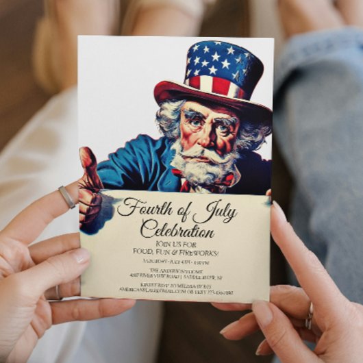 Uncle Sam en Simple Vierde van juli viering Kaart