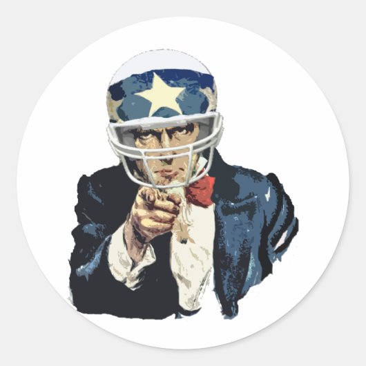 Uncle Sam football Ronde Sticker (Voorkant)