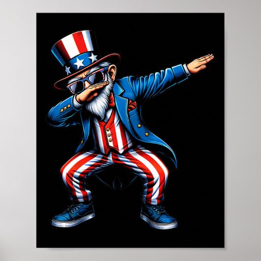 Uncle Sam Grappig 4th van juli Patriottische jonge Poster (Voorkant)