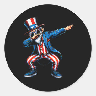Uncle Sam Grappig 4th van juli Patriottische jonge Ronde Sticker