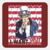 Uncle Sam Ik wil je met sterren en strepen Vierkante Sticker (Voorkant)
