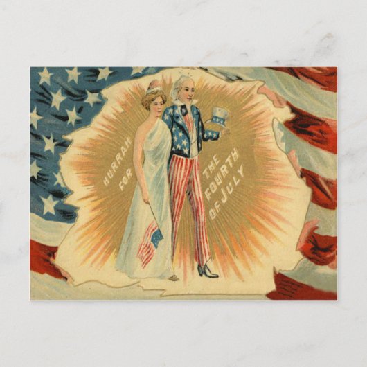 Uncle Sam Lady Liberty Amerikaanse vlag Briefkaart (Voorkant)