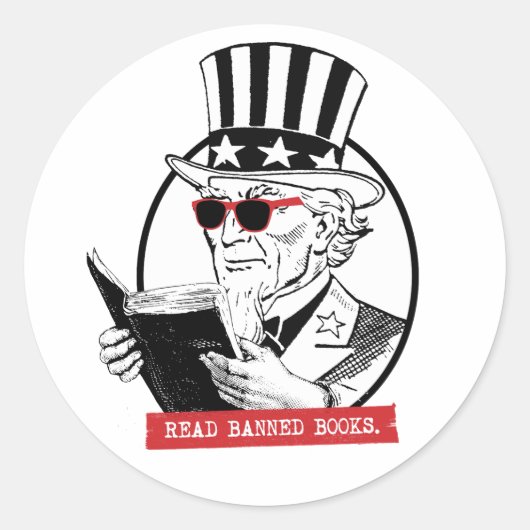 Uncle Sam leest verboden boeken Ronde Sticker (Voorkant)
