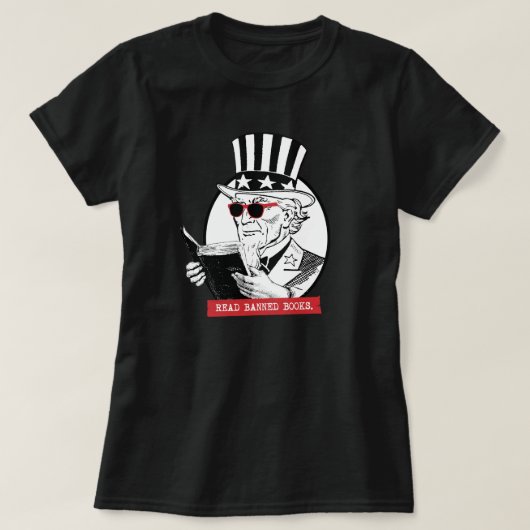Uncle Sam leest verboden boeken T-shirt (Design voorkant)