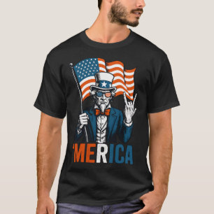 Uncle Sam Merica Rock Funny 4th of July Amerikaans T-shirt