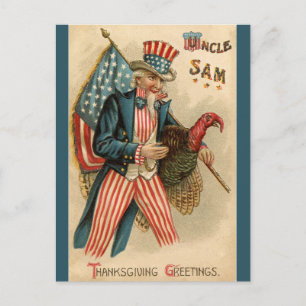  Uncle Sam met een Amerikaanse en Turkse vlag Briefkaart