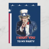 Uncle Sam Party Kaart (Voorkant / Achterkant)