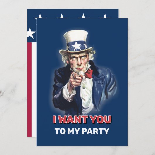 Uncle Sam Party Kaart (Voorkant / Achterkant)