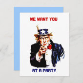 UNCLE SAM POINTING Party INVITATION ~EZ2 CUSTOMIZE Kaart (Voorkant / Achterkant)