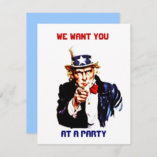UNCLE SAM POINTING Party INVITATION ~EZ2 CUSTOMIZE Kaart (Voorkant / Achterkant)
