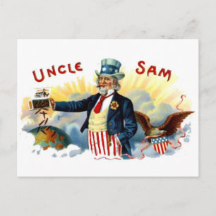  Uncle Sam sigarenkistje label 4 juli Briefkaart