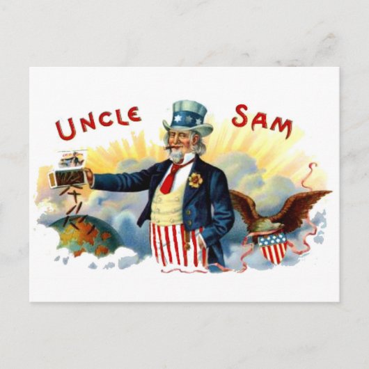  Uncle Sam sigarenkistje label 4 juli Briefkaart (Voorkant)