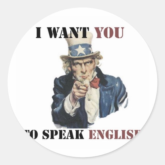 UNCLE SAM SPREK ENGLIST PRODUCTS RONDE STICKER (Voorkant)