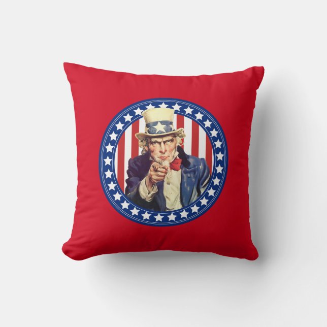 Uncle Sam Stars en Stripes omkeerbaar Kussen (Voorkant)