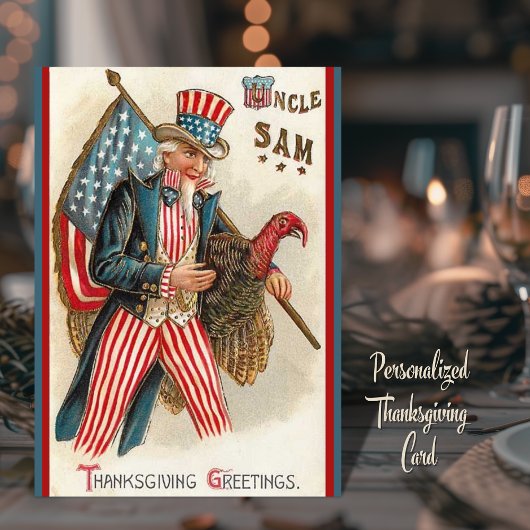 Uncle Sam Thanksgiving Groeten Custom Feestdagen Kaart