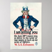  Uncle Sam tijdens de Eerste Wereldoorlog Poster (Voorkant)