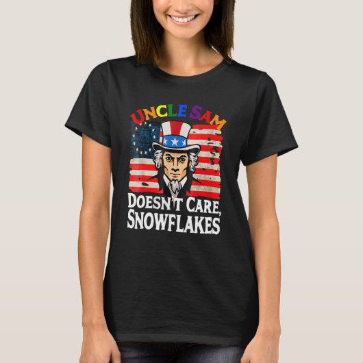 UNCLE SAM ZORGT NIET VOOR SNOWFLAKES Funny America T-shirt (Voorkant)