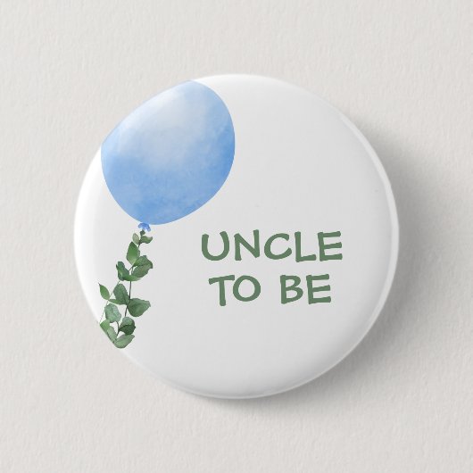 Uncle to be Blue Balloon Baby shower Button (Voorkant)