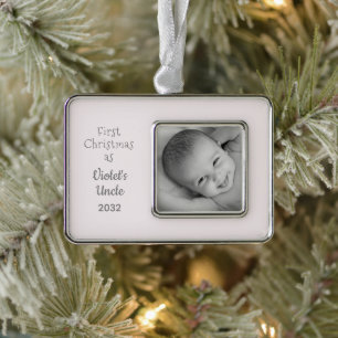 Uncles 1st Kerstmis Niece Persoonlijke Naam Foto Verzilverd Kader Ornament
