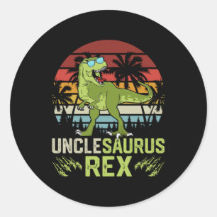 Unclesarurus   Cool Retro Dinosaur-ontwerp Ronde Sticker