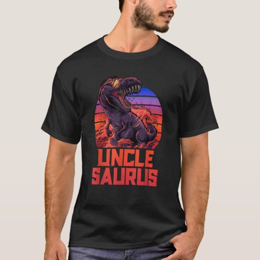 Unclesaurus T Rex Uncle Saurus Retro jaren 80 dino T-shirt (Voorkant)