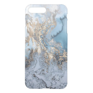 Coque iPhone 7 Plus Marbre Golden Blue Abstrait iPhone7 plus Coque