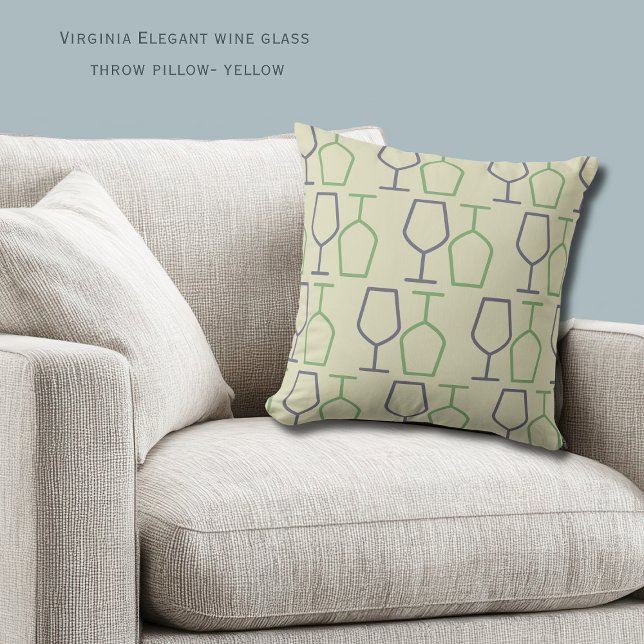 Uncork & Relax | Virginia Wine Lover Yellow Kussen (Virginia Wine Glass Throw Pillow)
