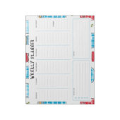 Undated Vertical Weekly Planner, Blue and Red Notitieblok (Gedraaid)