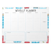 Undated Vertical Weekly Planner, Blue and Red Notitieblok (Voorkant)